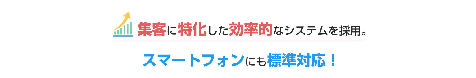 不動産集客に特化した効率的なシステムを採用。スマートフォンにも標準対応